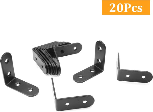 Rierdge 20 50mm (2 Inch Pcs Black Corner Brace L Bracket, Stainless Steel Right Angle Brackets, Metal Joint Right Angle