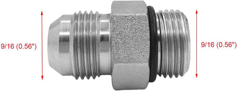 (2-PACK) 6400-06-06-O Hydraulic Adapter Fitting 9/16"-18UNF Male O-Ring Boss × 9/16"-18UNF Male JIC 37° Pipe Straight Carbon Steel by BEITERSTOE