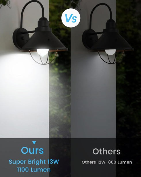 Bulbs 13W 1100LM 5000K A19 E26 Lightbulb 100W 2 Pack Motion Sensor LED with Auto Dusk/Dawn, Daylight, Smart PIR Sensor