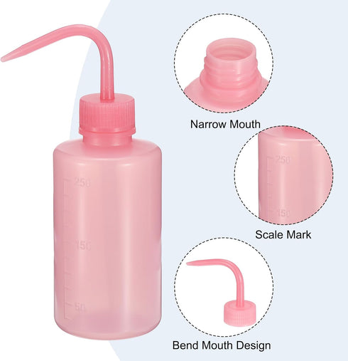 PATIKIL 250ml Wash Bottle - 6pcs Plastic Squeeze Bottle Narrow Mouth for Watering Tools, Foam Bottle for Cleaning, Pink