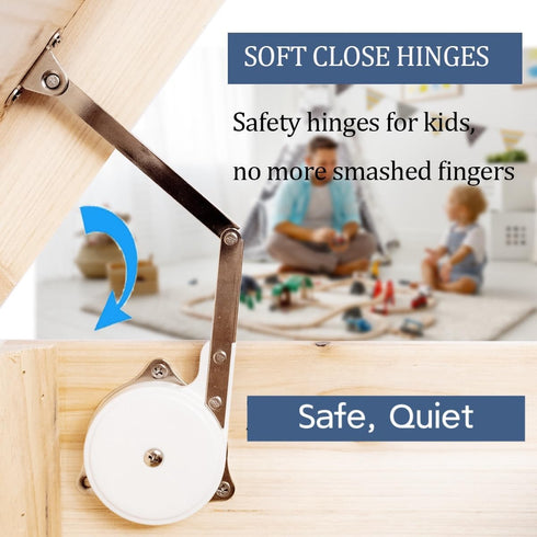 Hingex 10-18lb/1 Pack Toy Box Hinges Soft Close - Lid Support Chest Hinges for Wooden Box Cedar Chest Storage Trunk