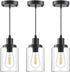 Industrial Pendant Lights, Modern Clear Glass Shade Pendant Lighting, Black Pendant Light