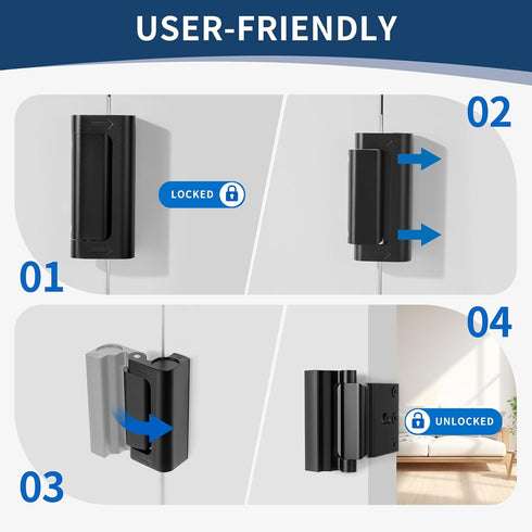 3Pcs 800lbs Door Reinforcement Lock, Door Locks for Kids Safety, Door Safety Locks from Inside, Withstand Force-Enhance