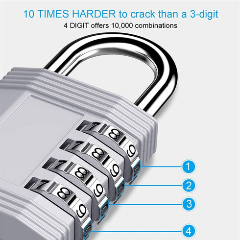 ZHEGE Locker Locks with Code, 4 Digit Combination Padlock for Gym, School, Storage, 2 Pack Silver