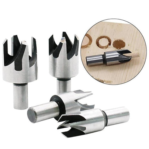8-Pack Wood Plug Cutter Drill Carbon Steel Bit Set, Straight and Tapered Woodworking Chamfer Bits