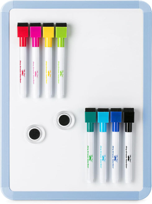 Mr. Pen Dry Erase Board, 12.5" x 9.5", with 8 Dry Erase Markers and 2 Board Magnets, Small White Board