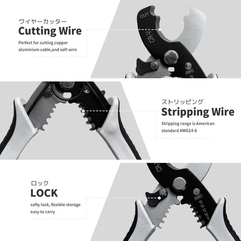 Wire Cutters Stripper, BOOSDEN 8 inch Cable Cutters, Precision Wire Stripper, Heavy Duty Cable Cutting Pliers