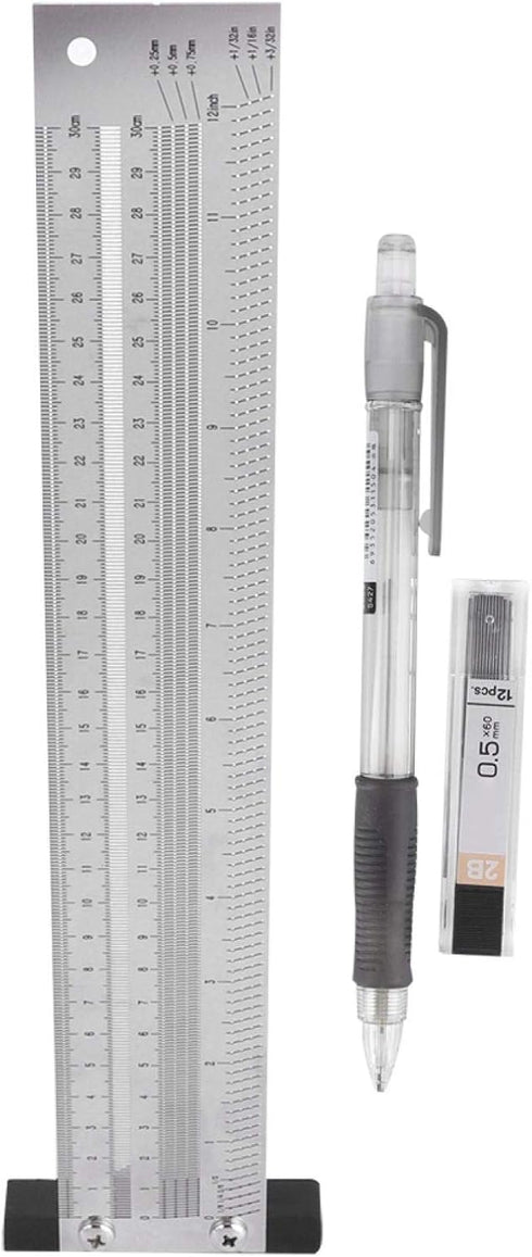 Ultra Precision Scribing Ruler 12in, Anti-Rust Stainless Steel Woodworking Marking Tool for Gauging and Measuring