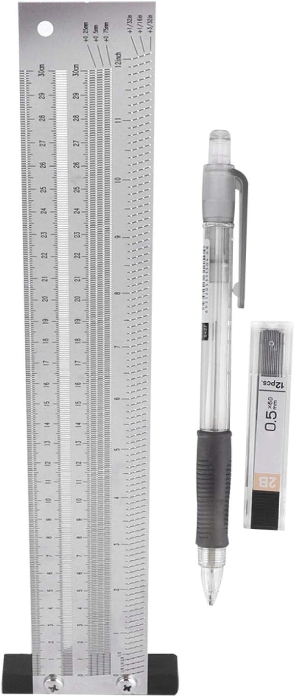 Ultra Precision Scribing Ruler 12in, Anti-Rust Stainless Steel Woodworking Marking Tool for Gauging and Measuring