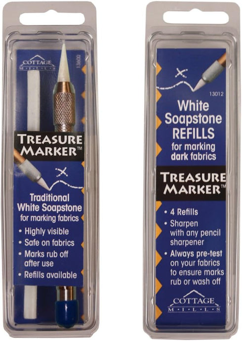 Treasure Marker – Soapstone Fabric Marker with 6 Refills, Easily Marks Rub or Wash Off, Sharpen with Pencil Sharpener