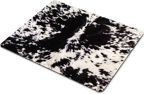 SSOIU Cowhide Print Mouse Pad, Black & White Cow Spots Pattern, Customized Rectangle Non-Slip Rubber Gaming Mouse Pad