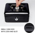 Jssmst Small Lock Cash Box with Money Tray, Metal Lock Box for Kids, Black, 5.91 x 4.72 x 2.95 inches