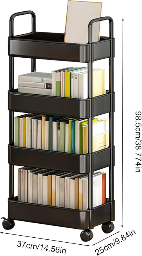 Generic 4 Rolling Cart - Utility Cart On Wheels | Tier Rolling Organization with Handle and Wheels, Multifunctional