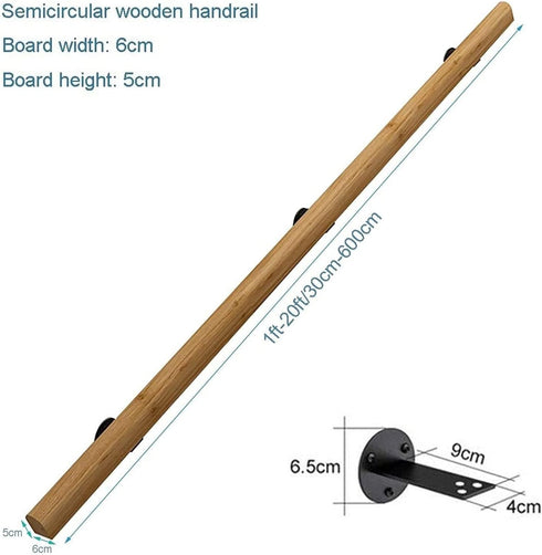 ALDEPO 1Ft-20Ft Non-Slip,15Ft/450Cm Grab Bars Handrails Wooden, Professional Corridor Non-Slip Stair Railings Support