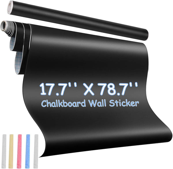 Chalkboard Wall Stickers, Self Adhesive Removable Reusable Erasable Wallpaper for Kids Home Office