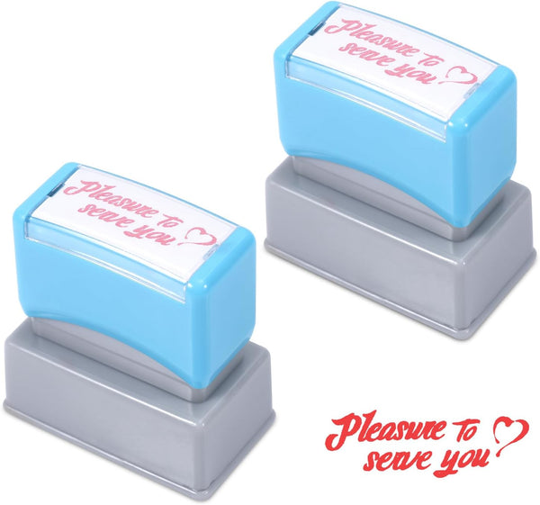 Gosknor 2 Pcs Pleasure to Serve You Stamps, Self Ink Stamp Personalized Custom