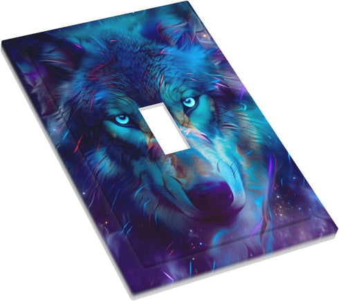 haigof 1 3 5 Inch Mystic Wolf Light Switch Cover Wall Plate Gang Single Plates Print Faceplate Home Decor X
