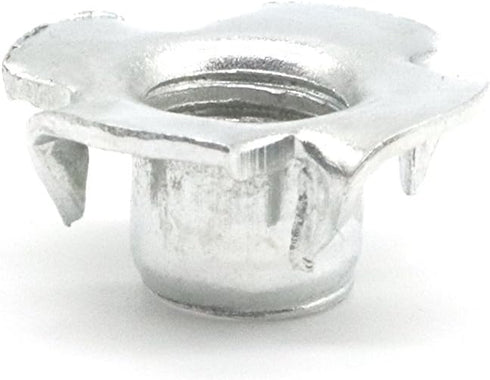 binifiMux M6 x 8mm T Nuts - Zinc Plated 4 Pronged Tee Nut Inserted in Wood Furniture, Pack of 25