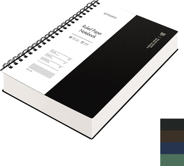 EMSHOI A4 Spiral Notebook, 11.2" X 8.27", 300 Pages, 100gsm Thick Paper, Black for School Work Writing