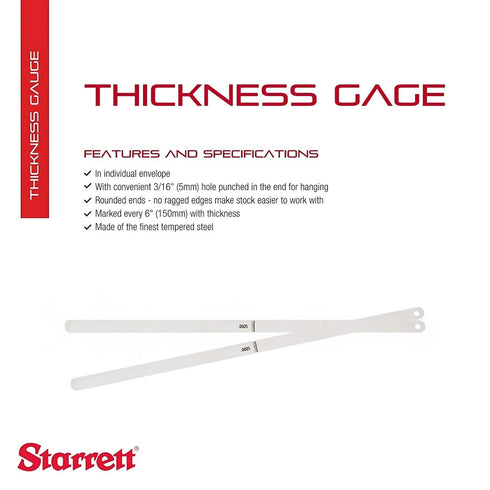 Starrett Stainless Steel Thickness Gage, Ideal for Carpenters and Home Improvement, 12" x 0.500"