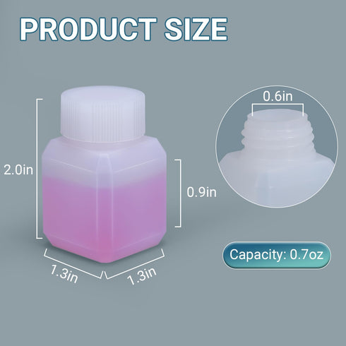 Plastic Container Lab Chemical Reagent Bottles, 0.68oz, 10 Pack, Liquid Solid Storage with Cap