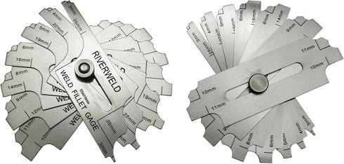 RIVERWELD 7 Piece Fillet Weld Set Gage MG-11 - Depth Gauges Welding Inspection Test Ulnar Marks Metric Checking Fillet