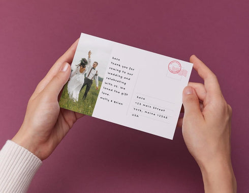 Simple Personalized 100-500 (4 6, Custom Wedding Thank You Postcards with Photo, Bulk Orders Available Cards