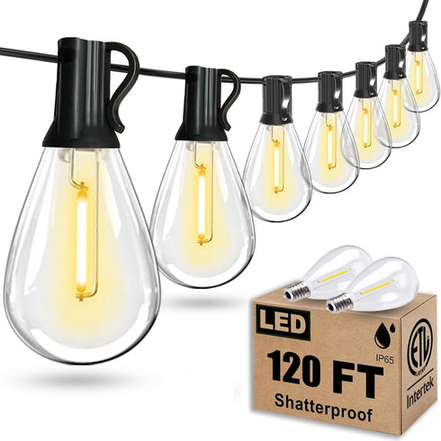Tenmiro 120FT Outdoor String Lights, Ultra Long Waterproof 30+2 Edison Shatterproof Bulbs