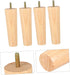 4pcs M8 5x15cm KALLORY Solid Wood Furniture Legs Sofa Replacement Legs Cabinet Feet with Threaded Rod for Coffee Table