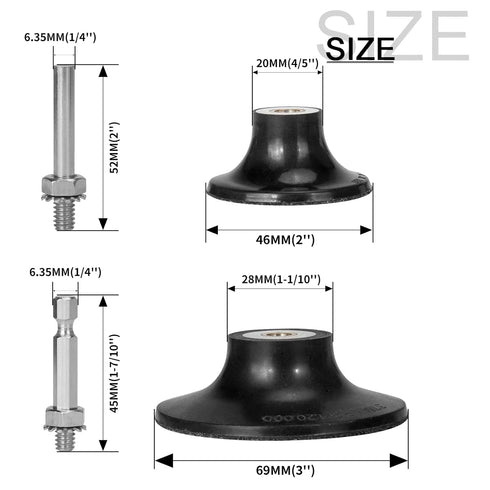 4 Pack 2" 3" 1/4in SI FANG Quick Change Disc Pad Holder with Shank for Type R Sanding Discs Polishing, Surface