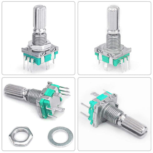 5 Set 360 Degree Rotary Encoder Code Switch - Push Button EC11 Digital Potentiometer with 20mm Handle Length