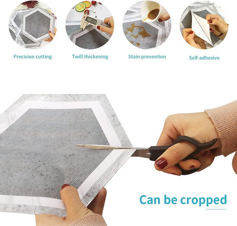 10 Pcs Hexagon Non-Slip Floor Stickers for Home Decor, Peel and Stick Self-Adhesive Wall Sticker, 7.9x9.1inch