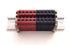 Dinkle DK6N Red/Black 10 Gang Box Connector DIN Rail Terminal Blocks, 8-20 AWG, 50 Amp, 600 Volt Circuits Separate