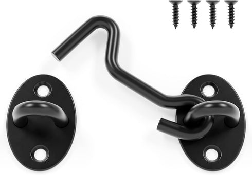 3 Inch Privacy Hook and Eye Latch, Black Iron Barn Door Lock
