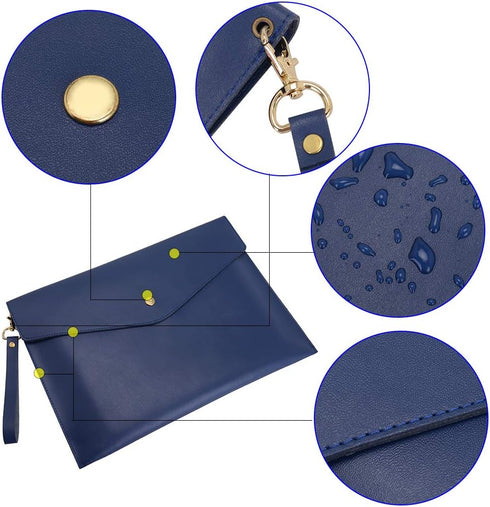 Wonderpool A4 Real Leather Multifunction Portfolio Envelope File Holder for Document Organizer and Tablet Case