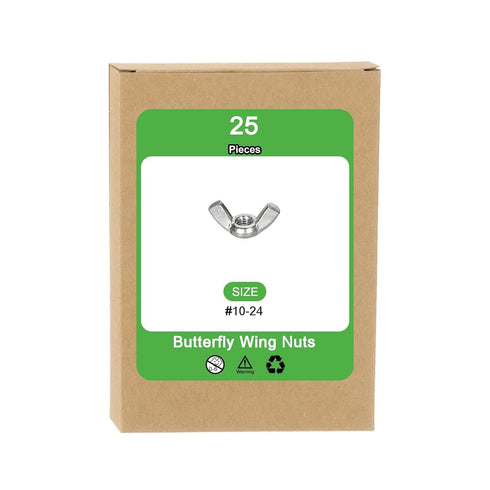 uxcell #10-24 25 304 Wing Nut Pcs, Stainless Steel Butterfly Wing Nuts Fasteners Parts Hand Twist Tighten Wing Nuts