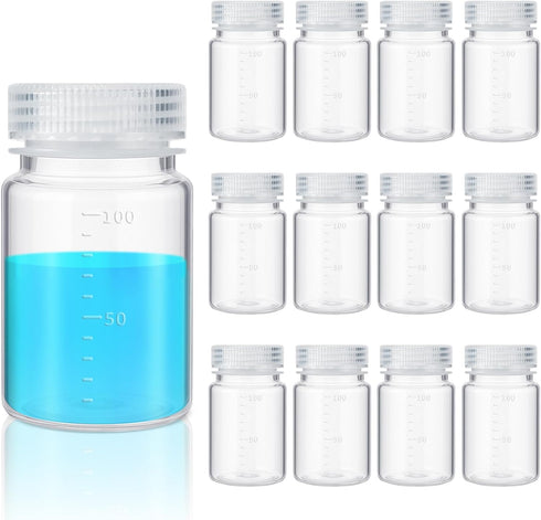 Tatuo 12 Pcs Plastic Sample Bottles with Screw Cap, Liquid Containers with