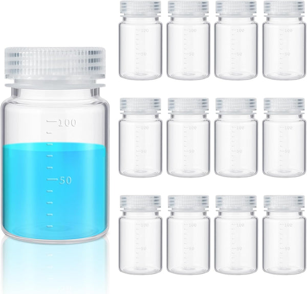 Tatuo 12 Pcs Plastic Sample Bottles with Screw Cap, Liquid Containers with