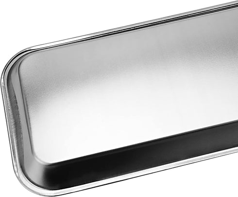 10 Pack Stainless Steel Surgical Tray, Dental Procedure Tray Lab Instrument Organizer with Seamless Edge, Silver Flat
