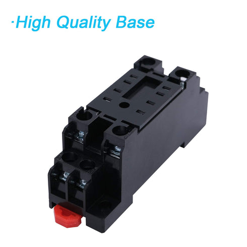mxuteuk 2pcs HH52P DC 24V Coil 8 Pin 5A DPDT Electromagnetic Power Relay with Base and DIN Rail Slotted Aluminum