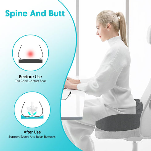 Tailbone Upgraded Ergonomic Pressure Relief Seat Cushion for & Sciatica Coccyx, Low Back, Hip Pain Relief Pillow