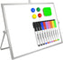 Dry Erase White Board, 16inX12in Large Magnetic Desktop Whiteboard with Stand, 10 Markers, 4 Magnets, 1 Eraser