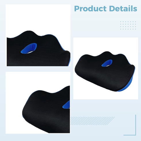 Generic 18 46 Cm Memory Foam Orthopedic Seat Cushion, Ergonomic W-Shaped Hollow Design for Office Chair, in / Black