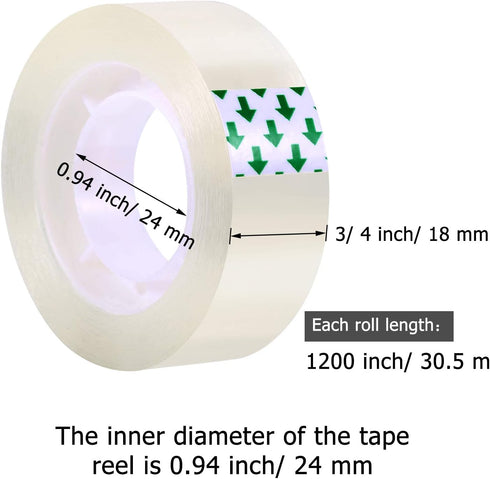 Shappy 16 Rolls Transparent Tape Refills - Clear Tape, Each Roll 3/4 x 1200 Inch, Gift Tape Refill