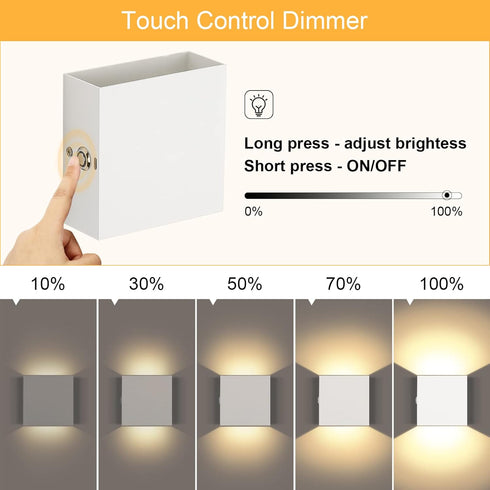 LG9939108 Lightess Battery Wall Sconce Touch Control, LED Wall Lights Rechargeable, Up Down Wall Mount Lights