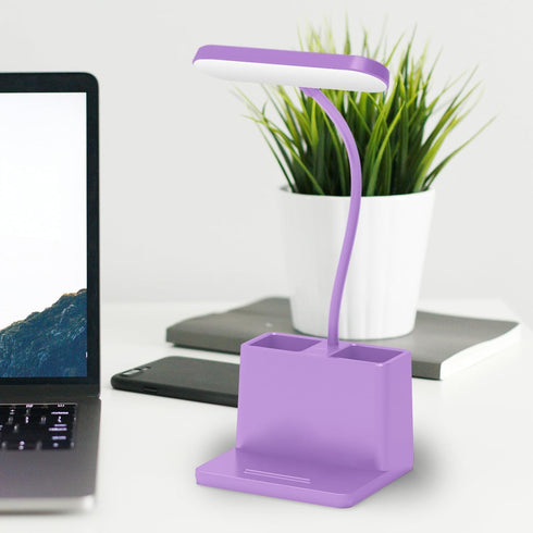 AXX Cute Purple Desk Lamp, Rechargeable Study Table Light for Home Office, Small, Battery Operated, LED, Flexible