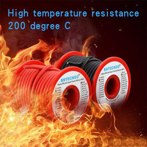 14 25ft 14 BNTECHGO Gauge Silicone Wire Spool red and Black Each Flexible AWG Stranded Tinned Copper Wire
