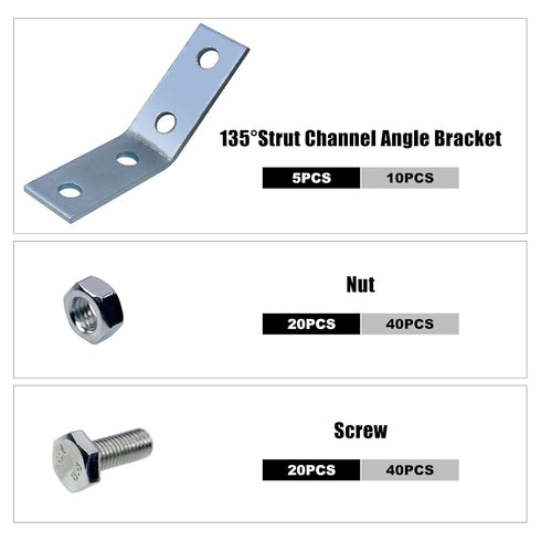 CNQLIS Strut Channel Angle Bracket Fitting 1-5/8" with 4 Holes, 45 Degree Corner Brace, Steel Electrogalvanized (10Pcs)