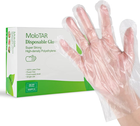 500 Pieces Plastic Disposable Gloves, Cleaning Gloves, One Size Fits Most