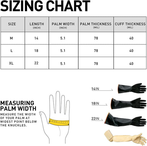 ThxToms Heavy Duty Rubber Gloves - Versatile Latex Chemical Resistant, 18" 1 Pair